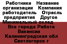 Работники › Название организации ­ Компания-работодатель › Отрасль предприятия ­ Другое › Минимальный оклад ­ 1 - Все города Работа » Вакансии   . Калининградская обл.,Светлогорск г.